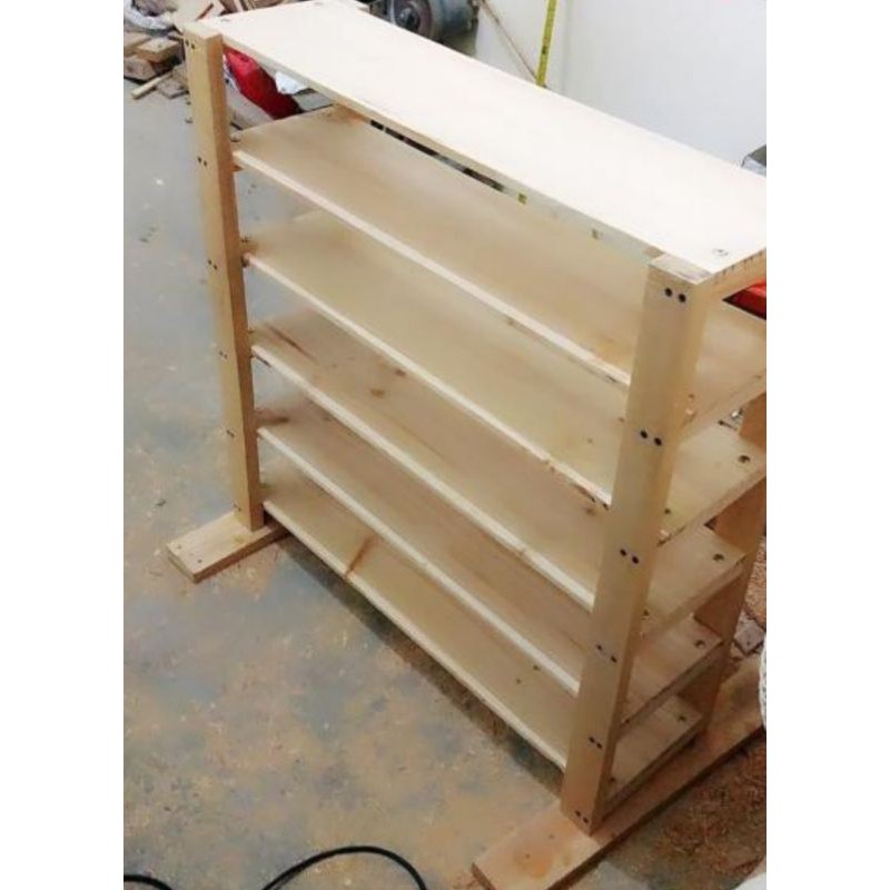 Rak sepatu sendal, rak buku, rak lainnya, 6 susun dan 4 susun kayu jati belanda/ pinus