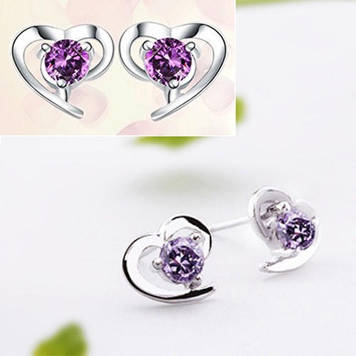 Hu Hu Hu Hu Hu Alat Bantu Pasang Kacamata♡ Anting Tusuk Sterling Silver 925 Desain Hati Hias Cubic Zirconia Untuk Wanita
