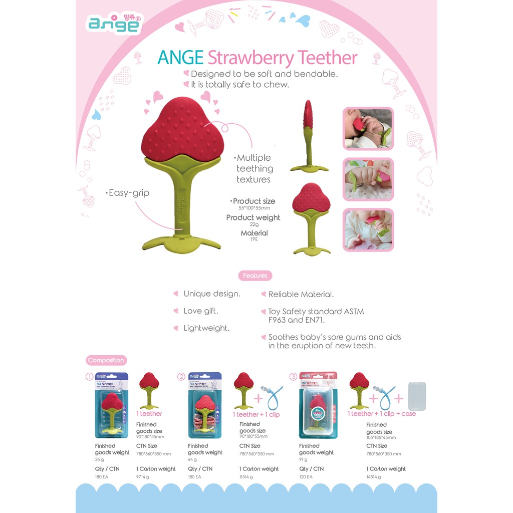 Ange Strawberry Teether With Flavor Gigitan Bayi