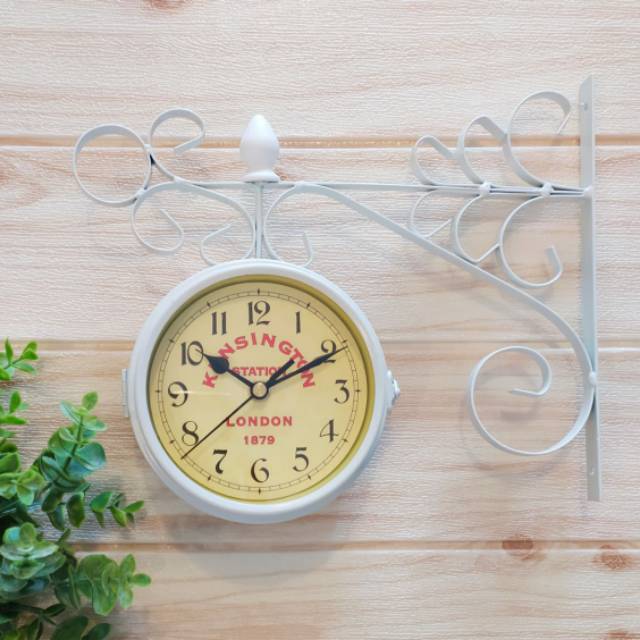 Jam gantung shabby vintage 2 sisi