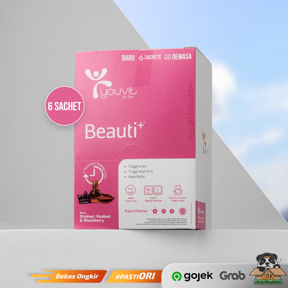 Youvit Beauti+ Multivitamin Vit E Vit C Zinc dan Biotin 1Box