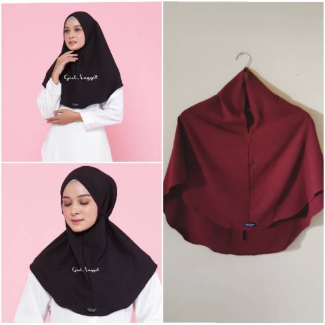 [Preloved/Second] GIET INGGIT Hijab Bergo Syifa 2 in 1 (Dark maroon size S)