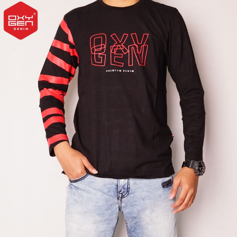 KAOS PANJANG HITAM 334 | LONG SHIRT ORIGINAL OXYGEN DENIM | BLACK | KAOS PRIA | ATASAN PRIA