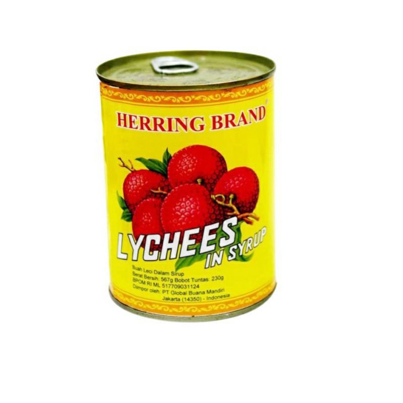 Herring Brand lychees in Syrup / Lychee kaleng / Buah Leci Kaleng