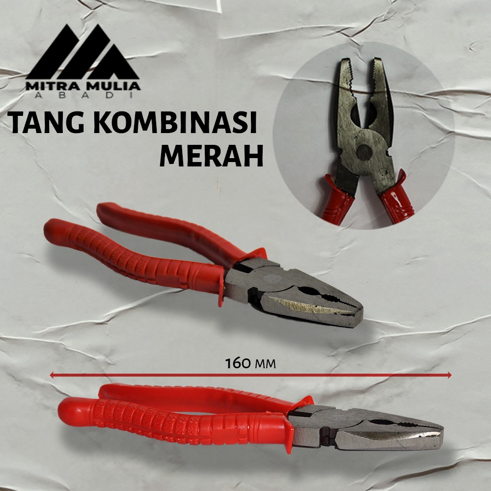 Tang Kombinasi 6 Inci Merah Murah l Tang Karet l Linesman Combination