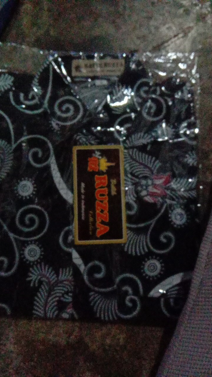 Ruzza Batik Anak Ukuran 0-15 Tahun Kemeja Motif Sogan Salju Hitam Abu