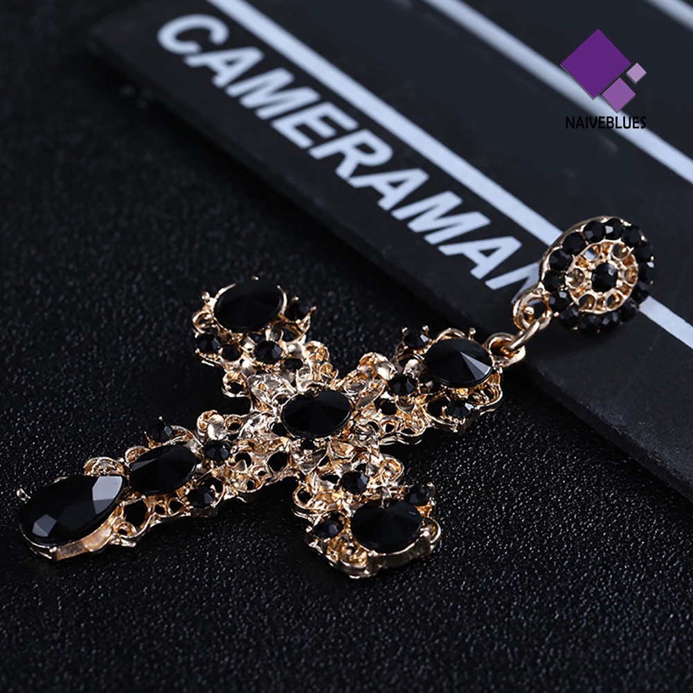 Anting Berlian Imitasi Model Hollow Gaya Vintage Untuk Wanita