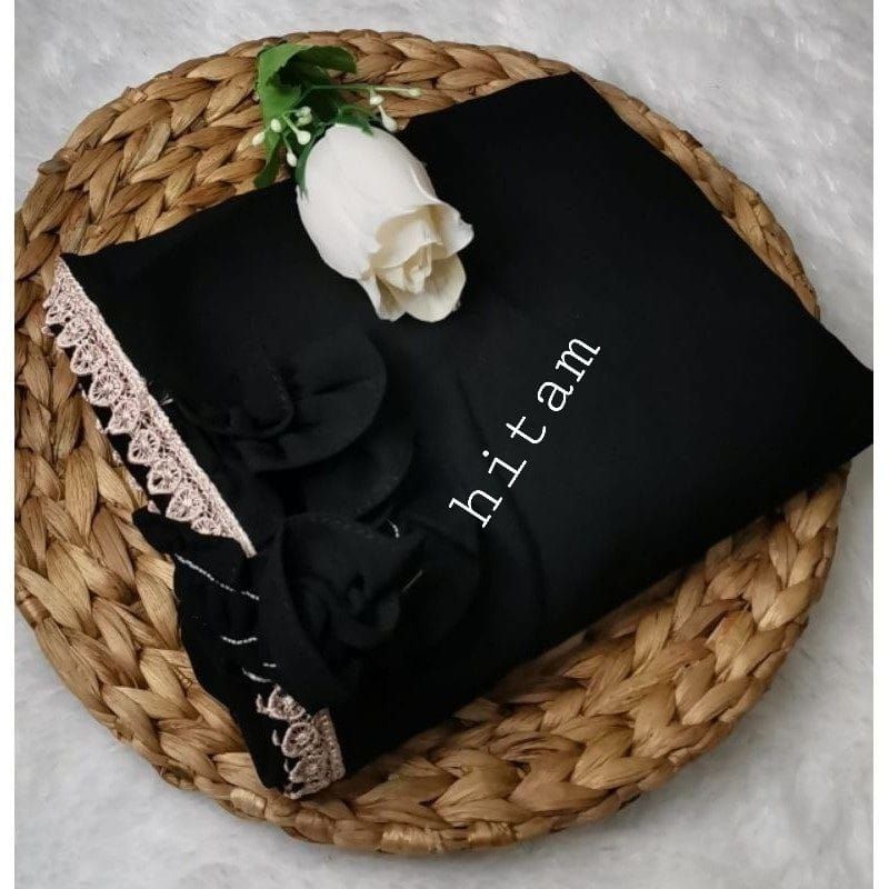 BERGO MARYAM RENDA TALI KARET-Hitam