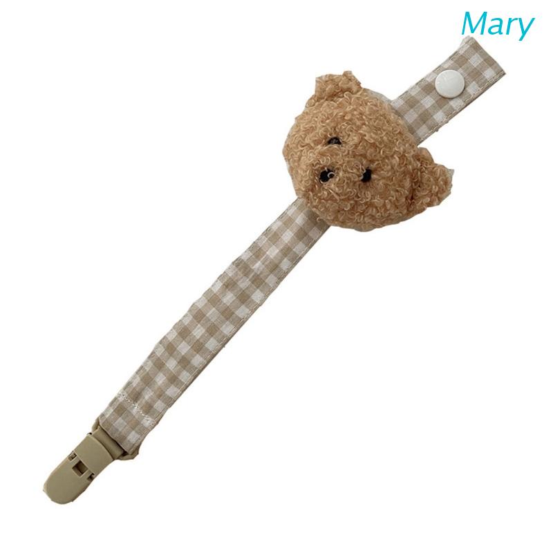 Cute Bear Plaid Cotton Pacifier Chain Clip Baby Nursing Teether Soother Holder