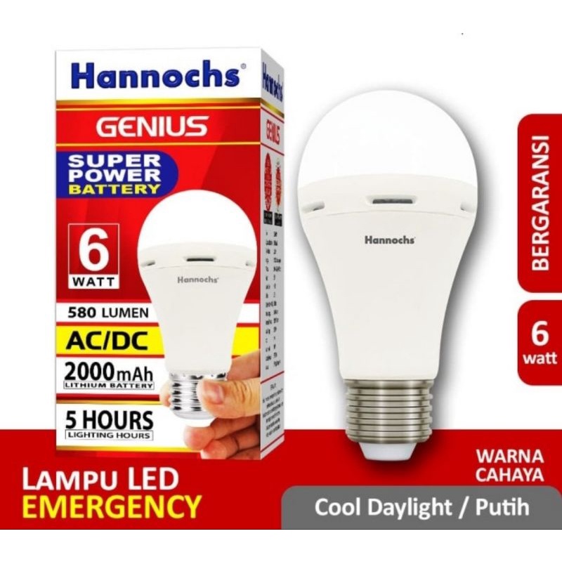 LAMPU EMERGENCY LED HANNOCHS GENIUS 6W / 8W / 10W / 12W / 15W