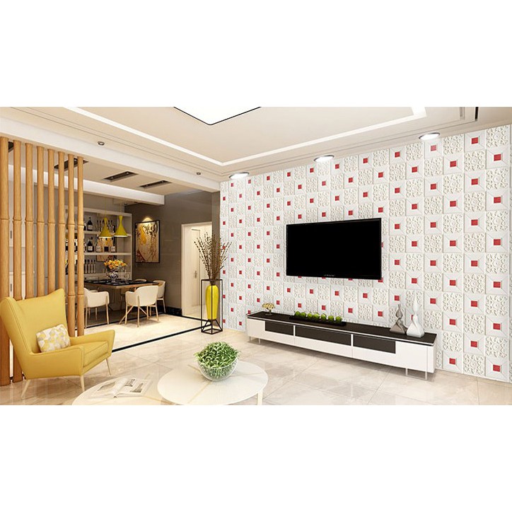 Wallpaper Dinding 3D Wallpaper Stiker Ukuran 70X77 Foam Batu Bata Warna Wall Sticker Interior Rumah Bagus