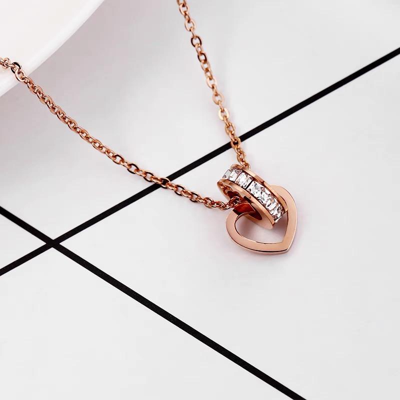 COD! kalung titanium wanita love full mata anti karat / kalung love full mata import