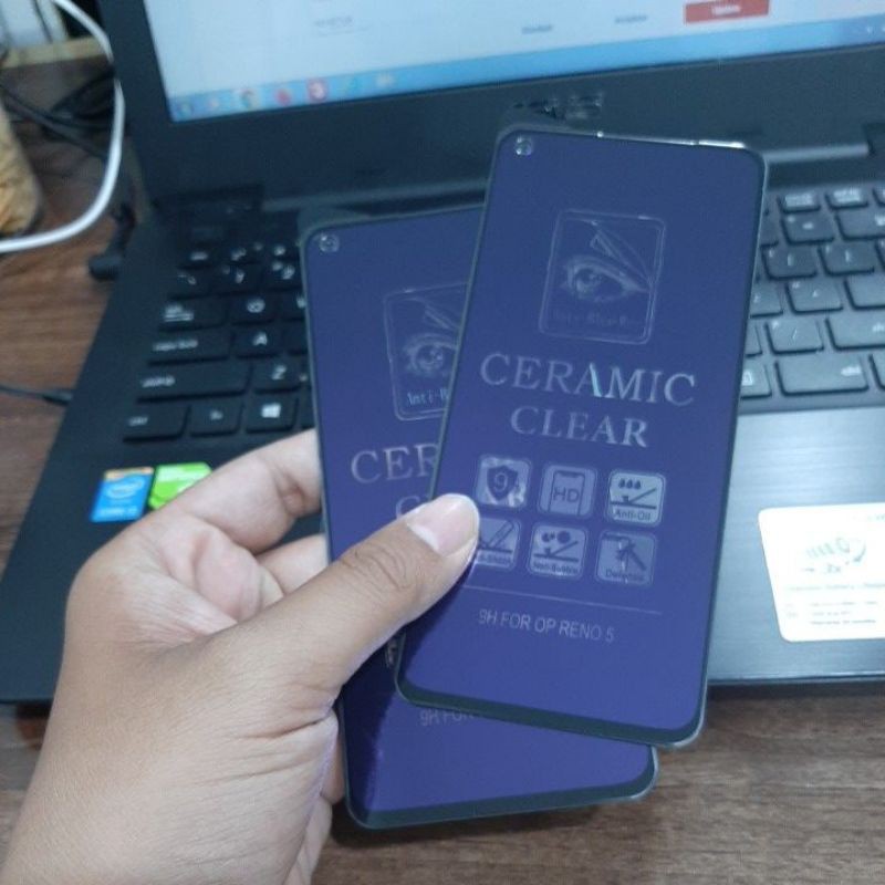 OPPO RENO 6 4G RENO 6 5G RENO 5F RENO 5 RENO 5 5G RENO 4F RENO 4 RENO 3 RENO 3 PRO RENO 2 2F ANTI GORES LENTUR BLUE LIGHT CERAMIC ANTI RADIASI SCREEN GUARD PELINDUNG LAYAR FULL COVER