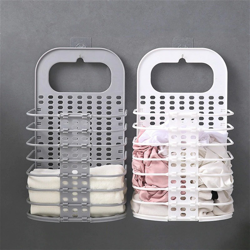 LISHEN Keranjang Lipat Gantung Penyimpanan Pakaian Kotor Foldable Laundry Organizer - YJ38 gray