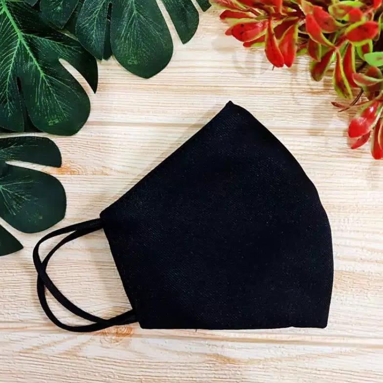 MASKER KAIN 3LAPIS MASKER HITAM POLOS 3PLY TERBARU