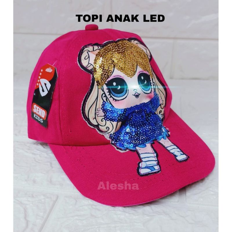 Topi anak Perempuan Topi LED LOL Gaya Korea