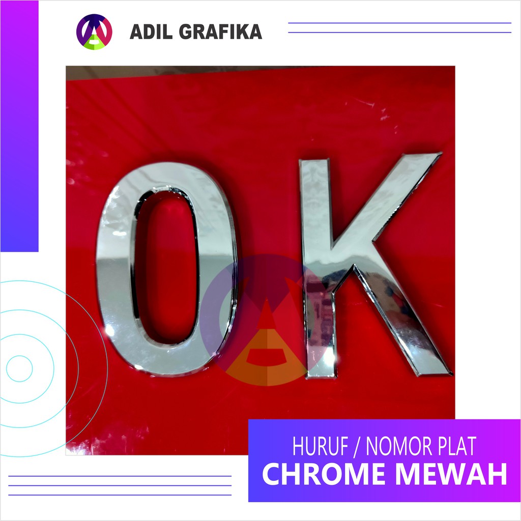 HURUF/NOMOR PLAT MOTOR SATUAN/GROSIR - CHROME MEWAH 3,5cm