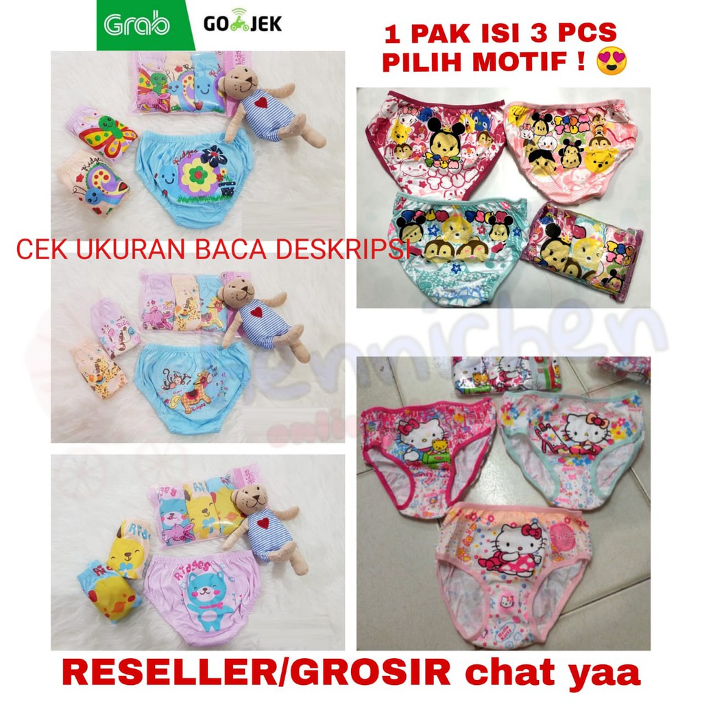 TERMURAH BACA DESKRIPSI PILIH MOTIF RIDGES Celana Dalam Anak Cewek Perempuan CD Anak Isi 3 Pcs