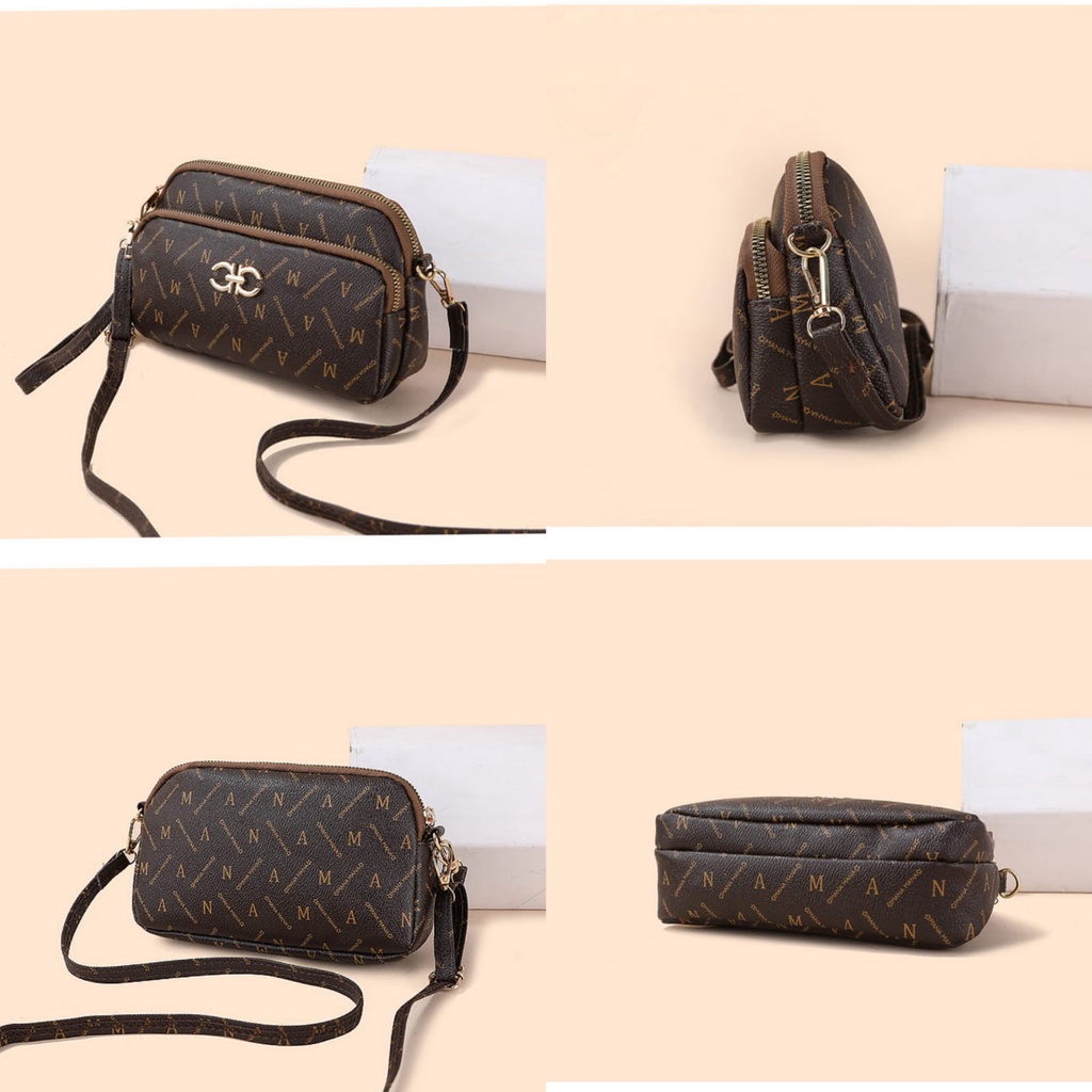 TAS SELEMPANG WANITA KOREA IMPORT KULIT COKLAT AJAMI TA560B7 SLING BAG KECIL CEWEK MURAH FASHION KEKINIAN REMAJA PREMIUM BATAM BRANDED SIMPLE LUCU