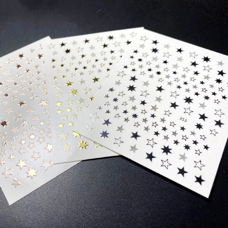 (Ilovediy) 1 Lembar / Pak Stiker Kuku Transfer Air Motif Geometri / Bintang 3d Untuk Nail Art / Manicure Diy