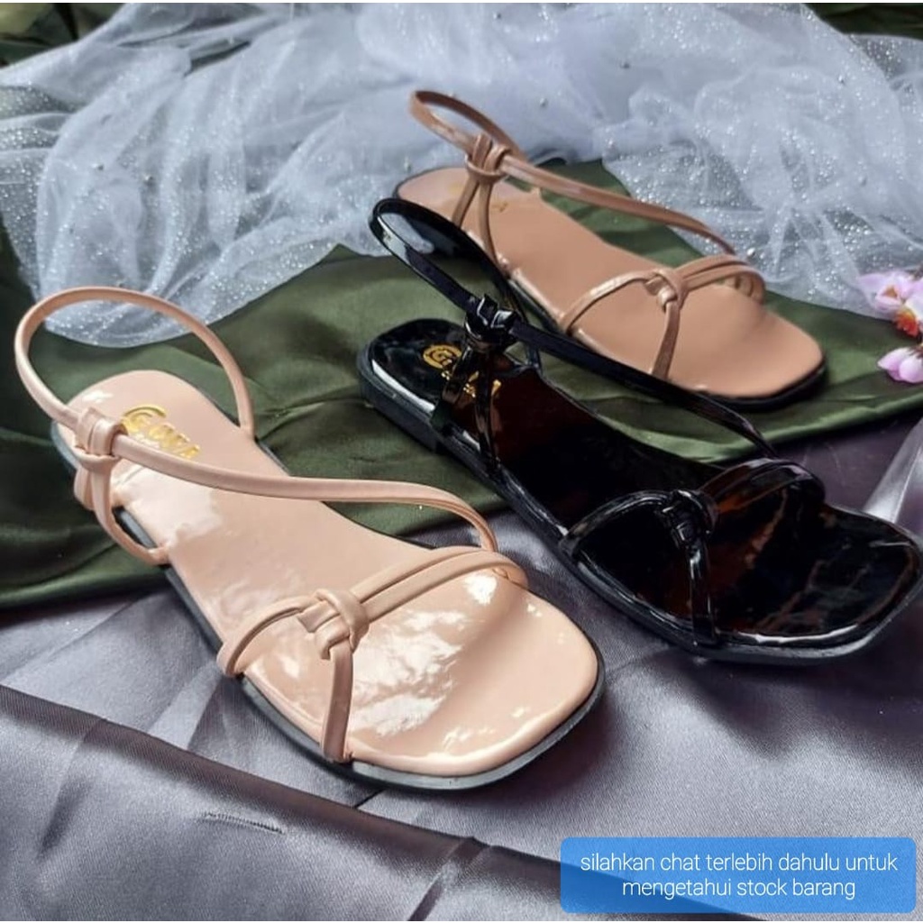 SANDAL FLAT FASHION WANITA SLIP ON TEPLEK CEWEK TALI SILANG CANTIK