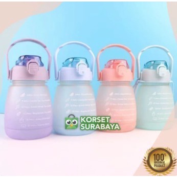 ZASKIA Botol Minum Anak Motivasi Sedotan Tali Sticker Viral 1,3 Liter Gemoy - POLOS 1,3 L