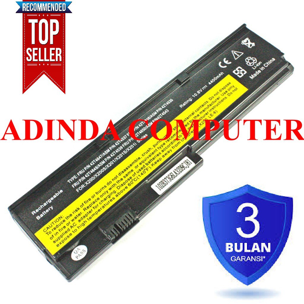 Baterai IBM LENOVO ThinkPad X201 X200 X200s X201i X201s X200 7454 X200 7455