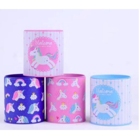 ID CELENGAN KALENG TABUNG BULAT SAVING BOX MOTIF UNICORN SOUVENIR ULANG TAHUN CK018