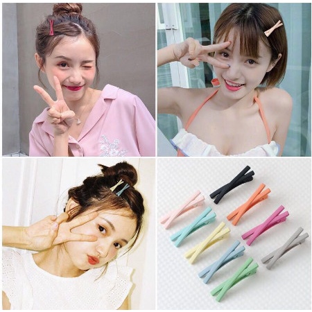 Jepit Rambut Korea Model Silang / Jepitan Poni X Matte Warna Warni / Hair Pin Cross Aksesoris Fashion Wanita Anak Clip Pita