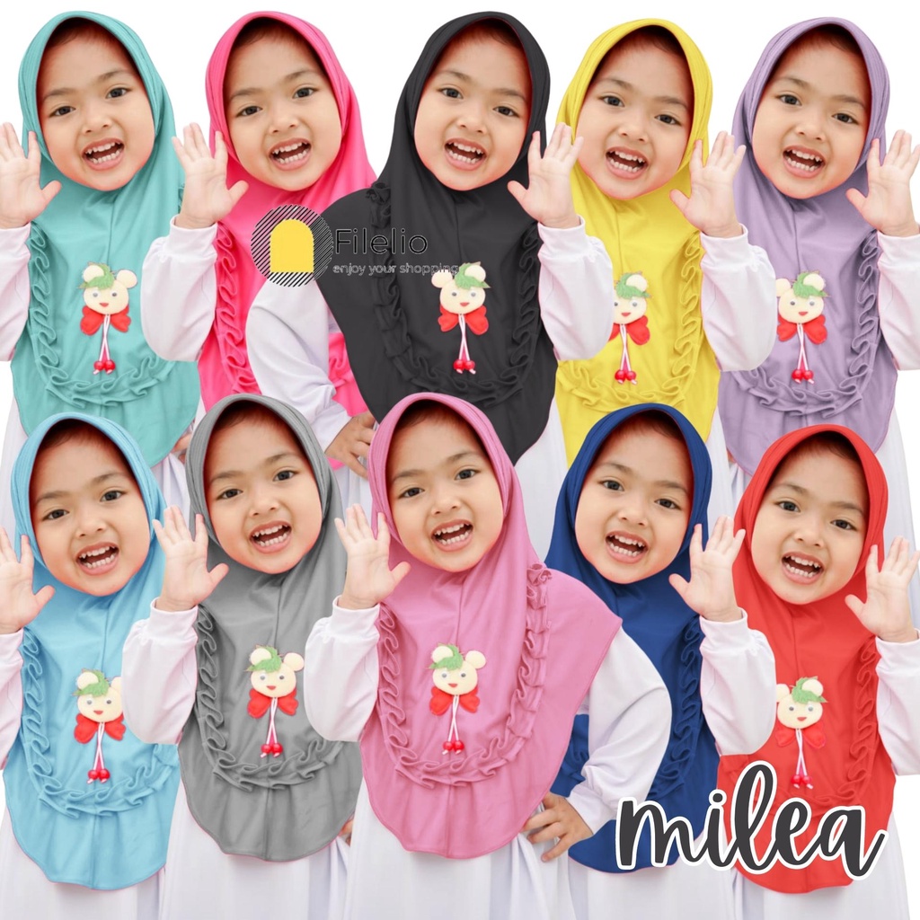 JILBAB ANAK TK - SD MILEA BONEKA / Hijab Anak TK Kekinian / Jilbab Anak Karakter / Jilbab Anak Perempuan / Jilbab Anak Jersey / Kerudung Anak TK / Bergo Anak Jersey / Bergo Anak TK / Khimar Anak