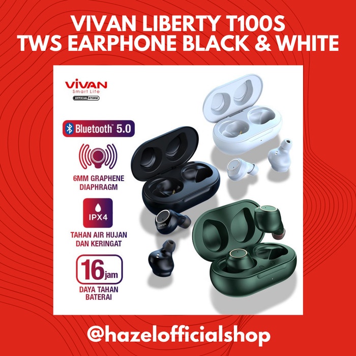 Vivan Liberty T100S TWS Earbuds Headset Bluetooth Earphone Wireless