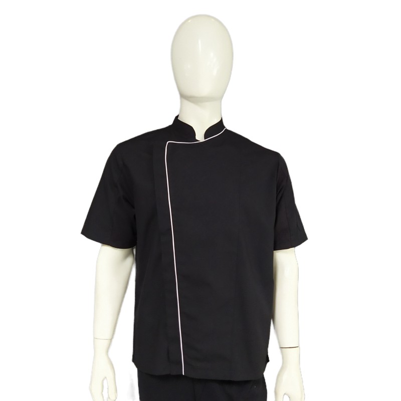 Chef Wear Baju Koki Lengan Pendek Hitam Net SLETING / ZIPPER TTP