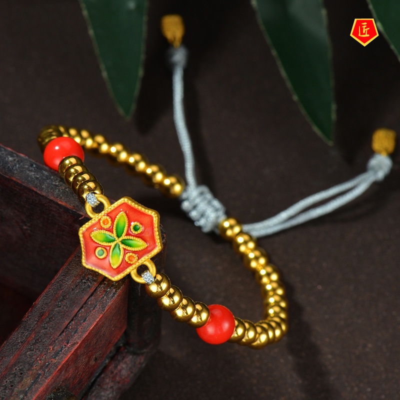 [Ready Stock]Four-Leaf Clover 3D Golden DIY Accessories Bracelet