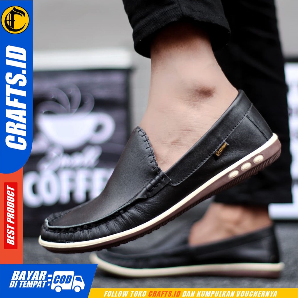 CRAFTS moclea - Sepatu Casual Slip On Pria Kulit Asli Slop Pria