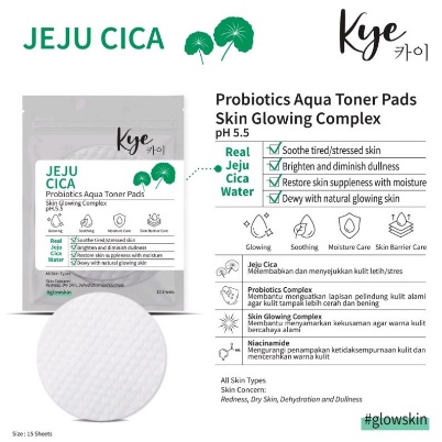 ⭐BAGUS⭐ KYE PROBIOTICS AQUA GEL CLEANSER 50ML / TONER PADS 15 SHEET  SKIN GLOWING COMPLEX