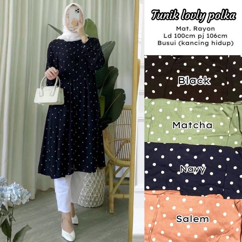 Tunik Volvy Rayon Polkadot Tunik Busui Rayon Tunik Ruffle