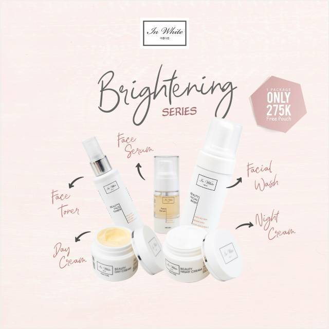 Paket INWHITE skin care brightening Series berisi 5 item inwhite, In White skincare Bpom