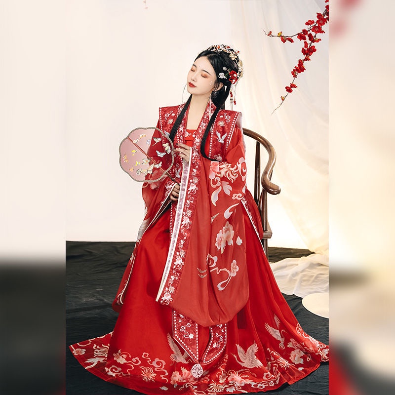 Women's Han Chinese clothing big sleeve wedding men and women Lotus crane language Chinese tradition