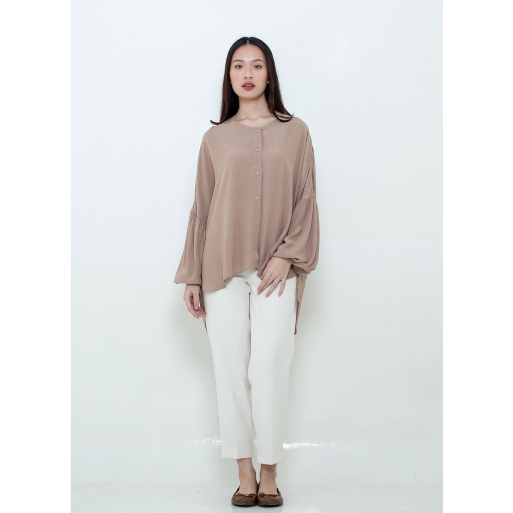 Ixora Abia Oversized Shirt - Kemeja Wanita Oversized-Mocca