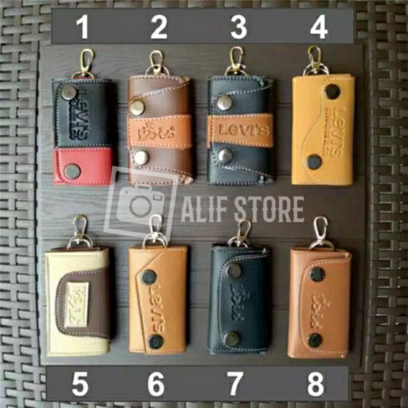 Gantungan Kunci Dompet STNK Mobil Motor Kancing DOBEL ALS 2O5 || Kulit PU CHILI || COD