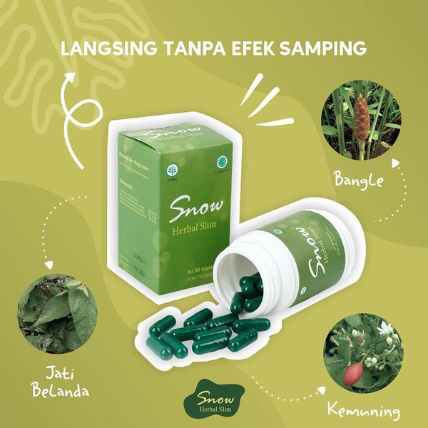 NEW  Snow Herbal Slim Asli 100% Original Pelangsing Badan - Snow Herbal Herbal Alami BPOM