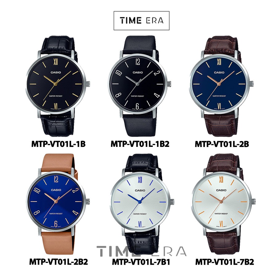 Casio Original MTP-VT01L-1B 2B 7B1 7B2 Jam Tangan Kulit Pria