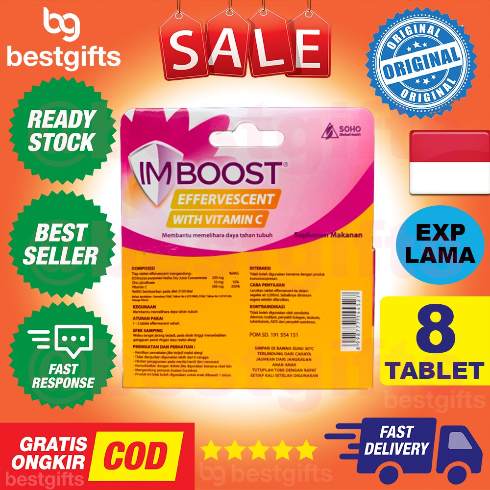 IMBOOST EFFERVESCENT WITH VITAMIN C RASA JERUK VIT C MENINGKATKAN DAYA TAHAN KEKEBALAN IMUN TUBUH