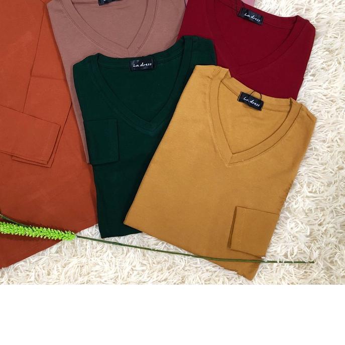 ➬ (LA DRESS) Kaos Lengan Panjang Kerah Vneck ( ORIGINAL & Import Bangkok) ✾