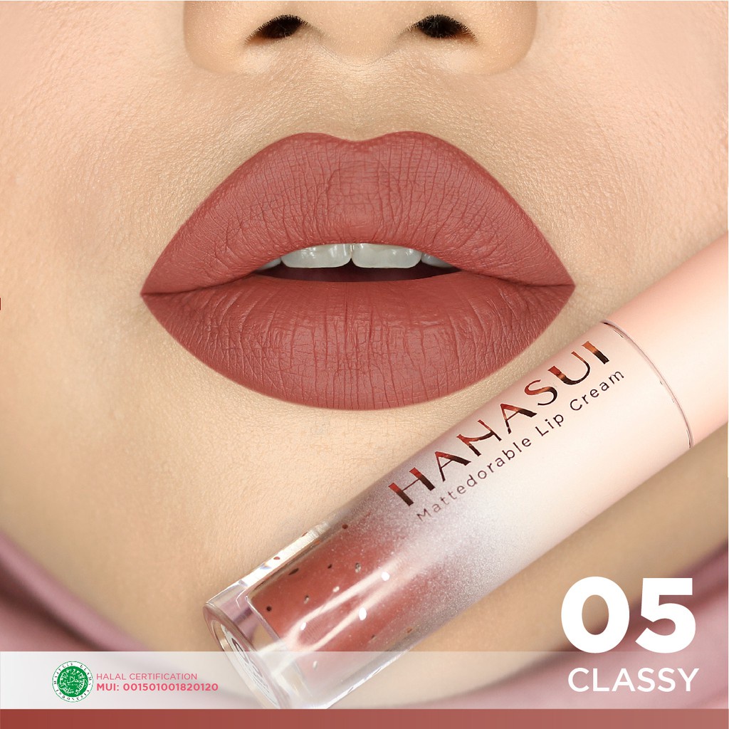 [ORI] HANASUI Mattedorable Lip Cream dengan Hasil Warna Intense &amp; Pigmented Menutup Warna Asli Bibir dengan Sempurna HALAL Original BPOM