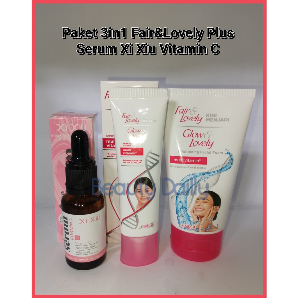 PROMO Paket 3 IN 1 Fair & Lovely - Facial Foam 50g + Pelembab Krim Pemutih Harian Fair & Lovely Mult