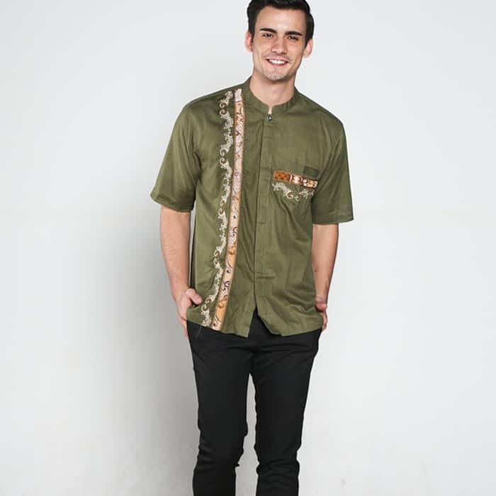MY BAJU KOKO BATIK PRIA BUSANA MUSLIM PRIA TN39 HIJAU TUA
