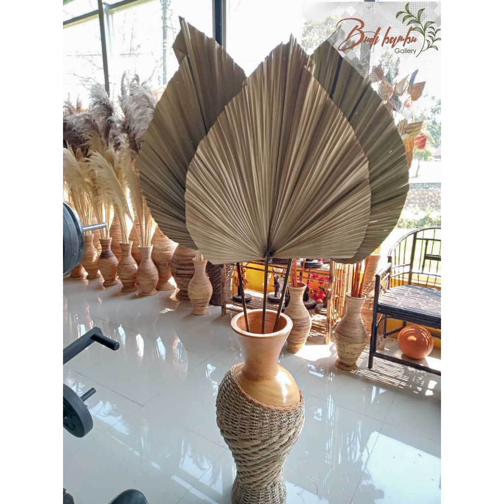 DAUN PALEM KERING / HIASAN DAUN PALEM / RUSTIC UKURAN L MURAH