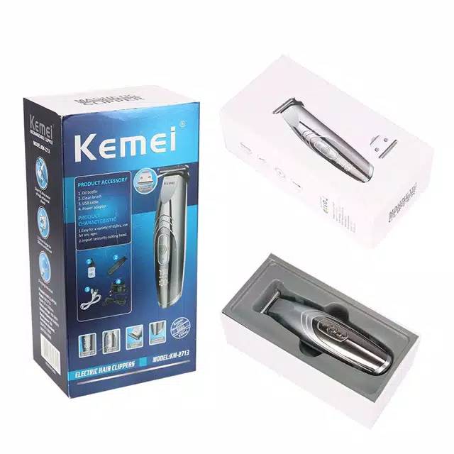 Alat cukur rambut kemei km-2713 clipper mesin cukur charger LED power