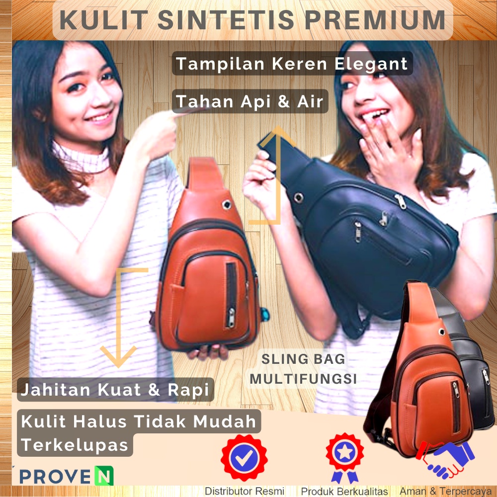 Tas Selempang Pria Tas Slempang Pria Kulit PU Leather ZUKO Slingbag Cross Body Bag Multifungsi ESl01 GARANSI ORIGINAL